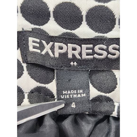 Express Polka Dot A-Line Mini Skirt Size 4 Black White Rockabilly Retro Flare - Picture 3 of 12